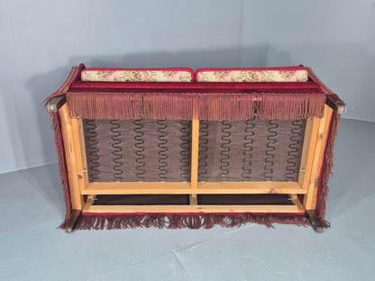 Vintage Danish 2 Seater Sofa Knole Style Red 1950s Tassels Drop End EB12720