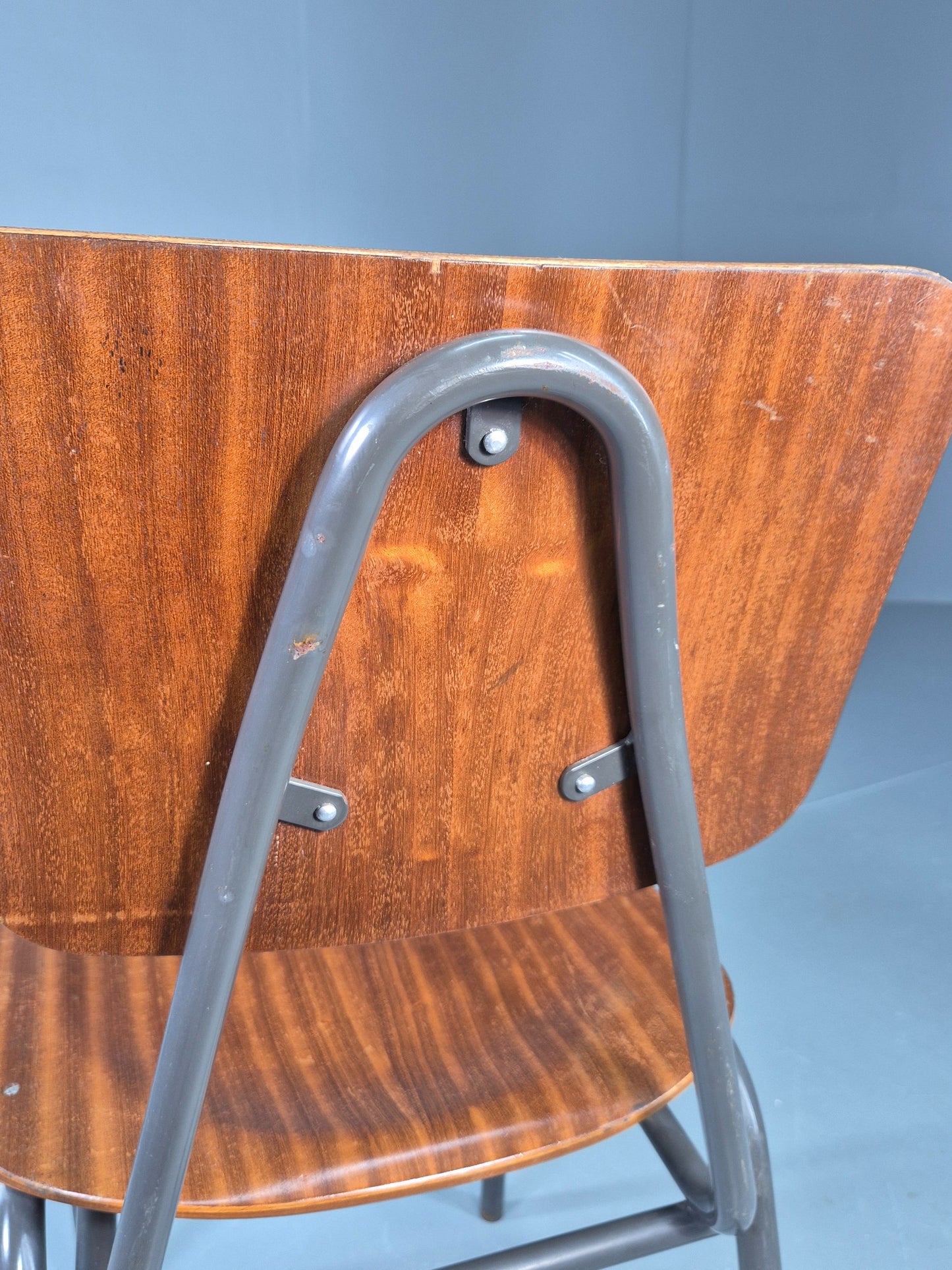 Vintage Danish Steel and Plywood Dining or Workspace Chair 1960s MCM  EB12474