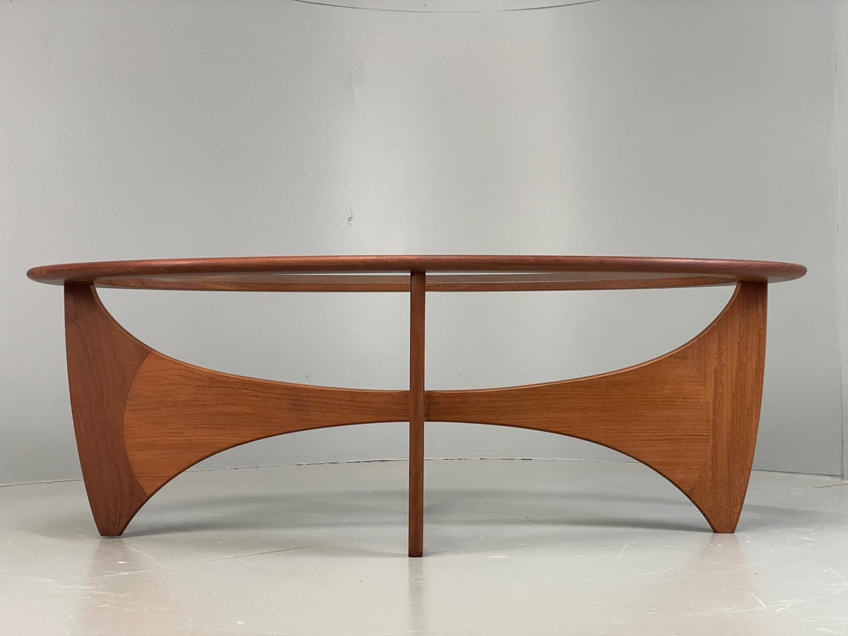 G Plan Astro Coffee Table Oval Teak 1960s Mid Century Vintage Glass Top EB12950