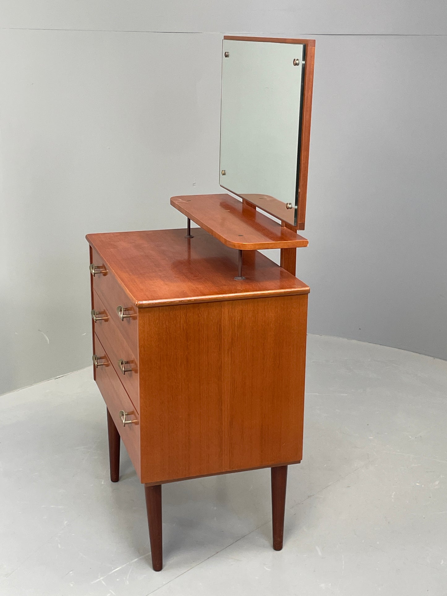 Vintage 1970s Bedside Cabinet Chest Of Drawers Cherry Mirror Retro EB12302