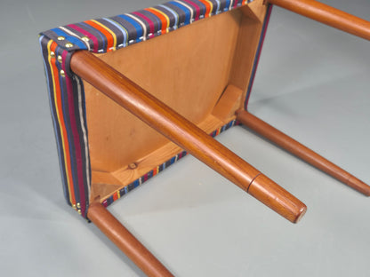 Vintage Midcentury Footstool Danish Design New Upholstery Retro Teak EB12049
