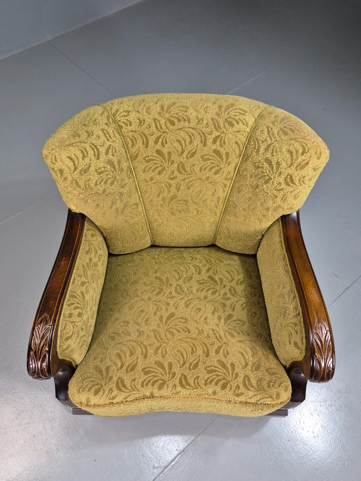 Vintage Danish Lounge Chair Green and Cream Art Deco Antique 1930s EB7575 VCLO