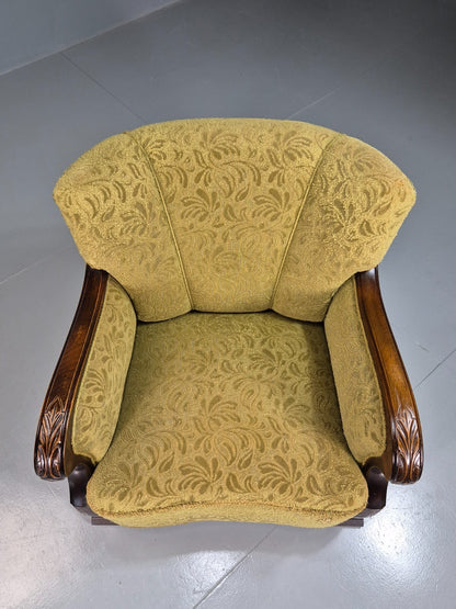 Vintage Danish Lounge Chair Green and Cream Art Deco Antique 1930s EB7575 VCLO