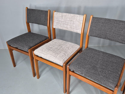 6 Vintage Mid Century Dining Chairs Teak Frame Two Tone Coverings 1970s  EB12035