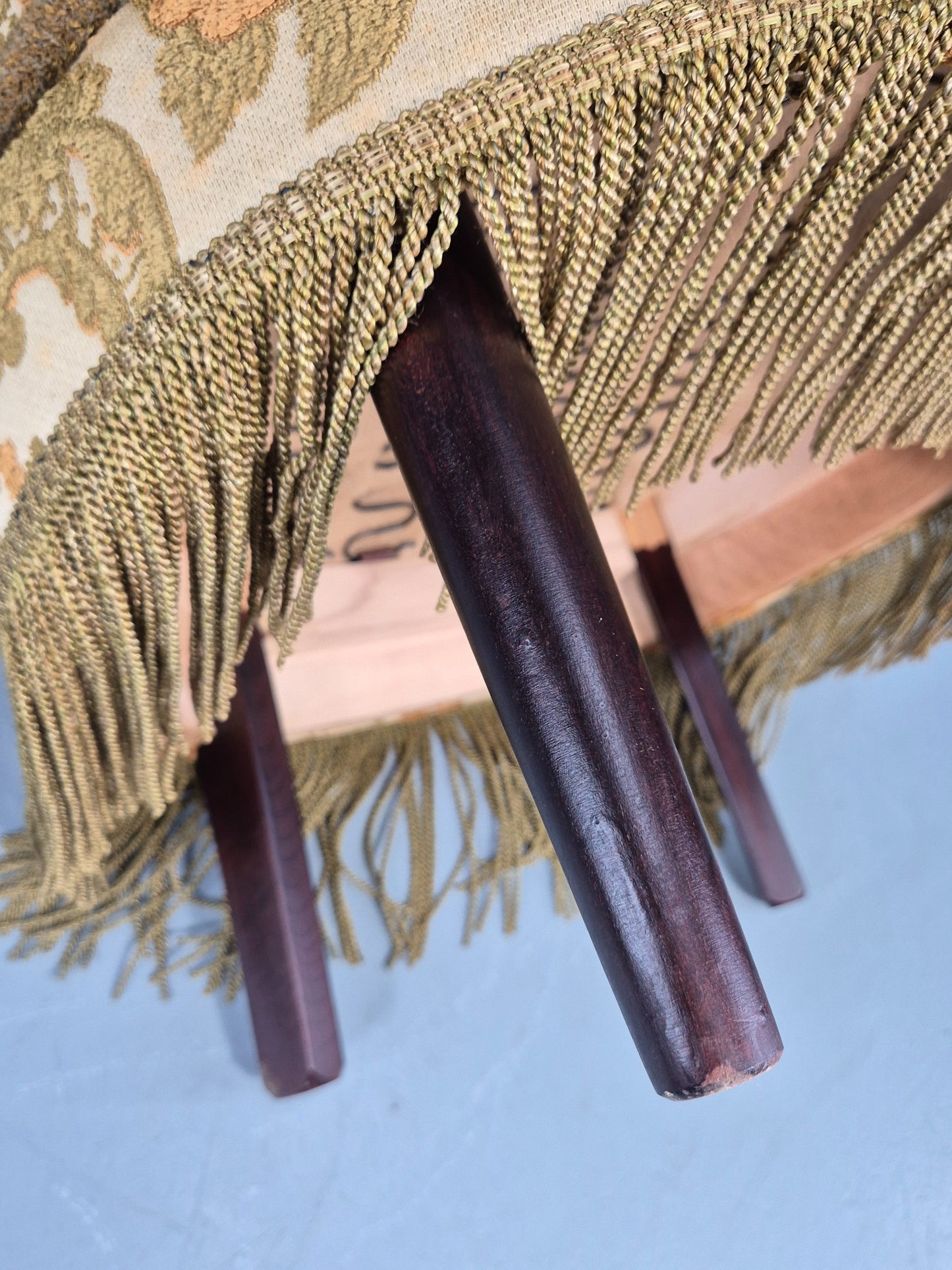 Danish 1970s Rococo Revival Bedroom Chair Gold Velour Moquette Retro EB12741