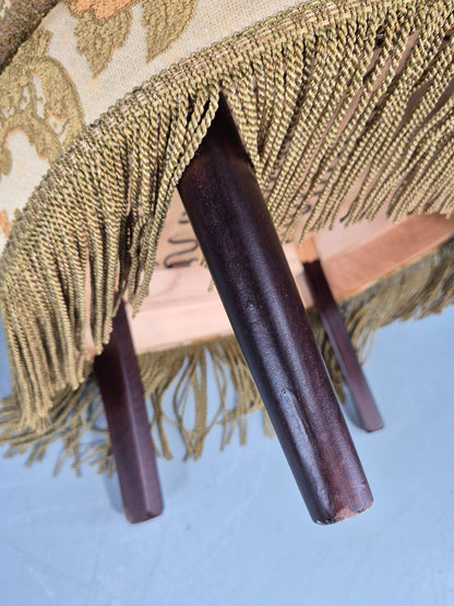 Danish 1970s Rococo Revival Bedroom Chair Gold Velour Moquette Retro EB12741