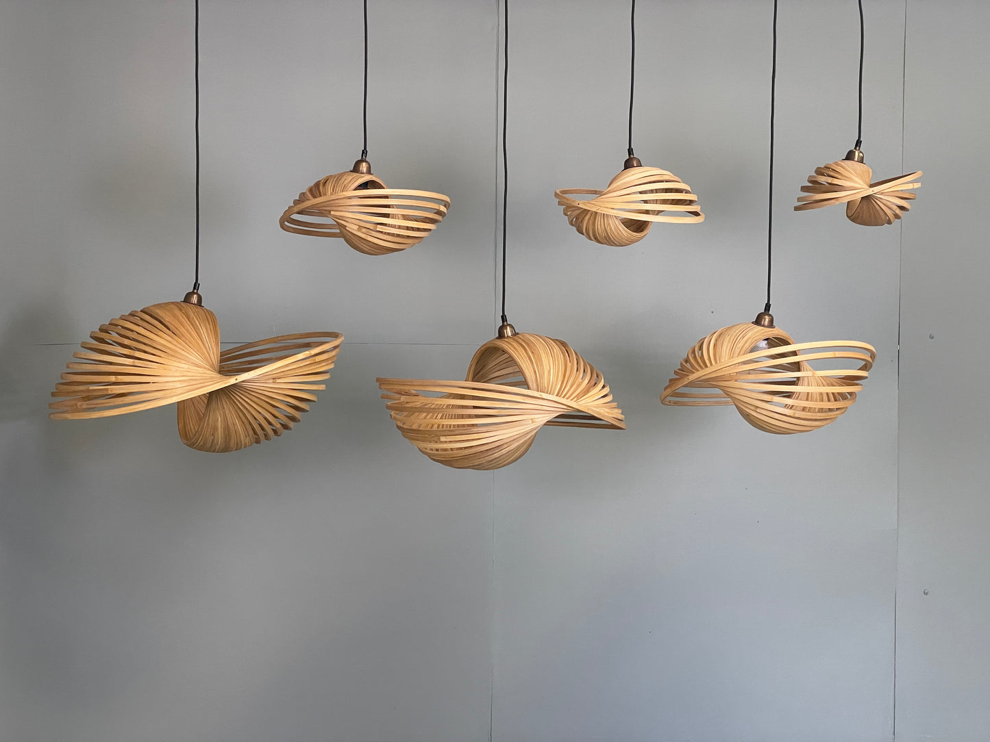 Dua Bamboo Pendant Lamp Freeform Shape Sustainable Handcrafted