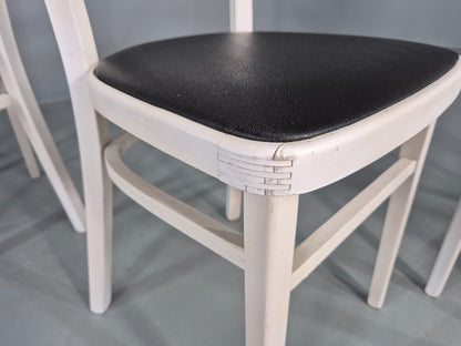4 Vintage Kitchen Chairs 1960s Retro Black Vinyl and White Painted EB12584