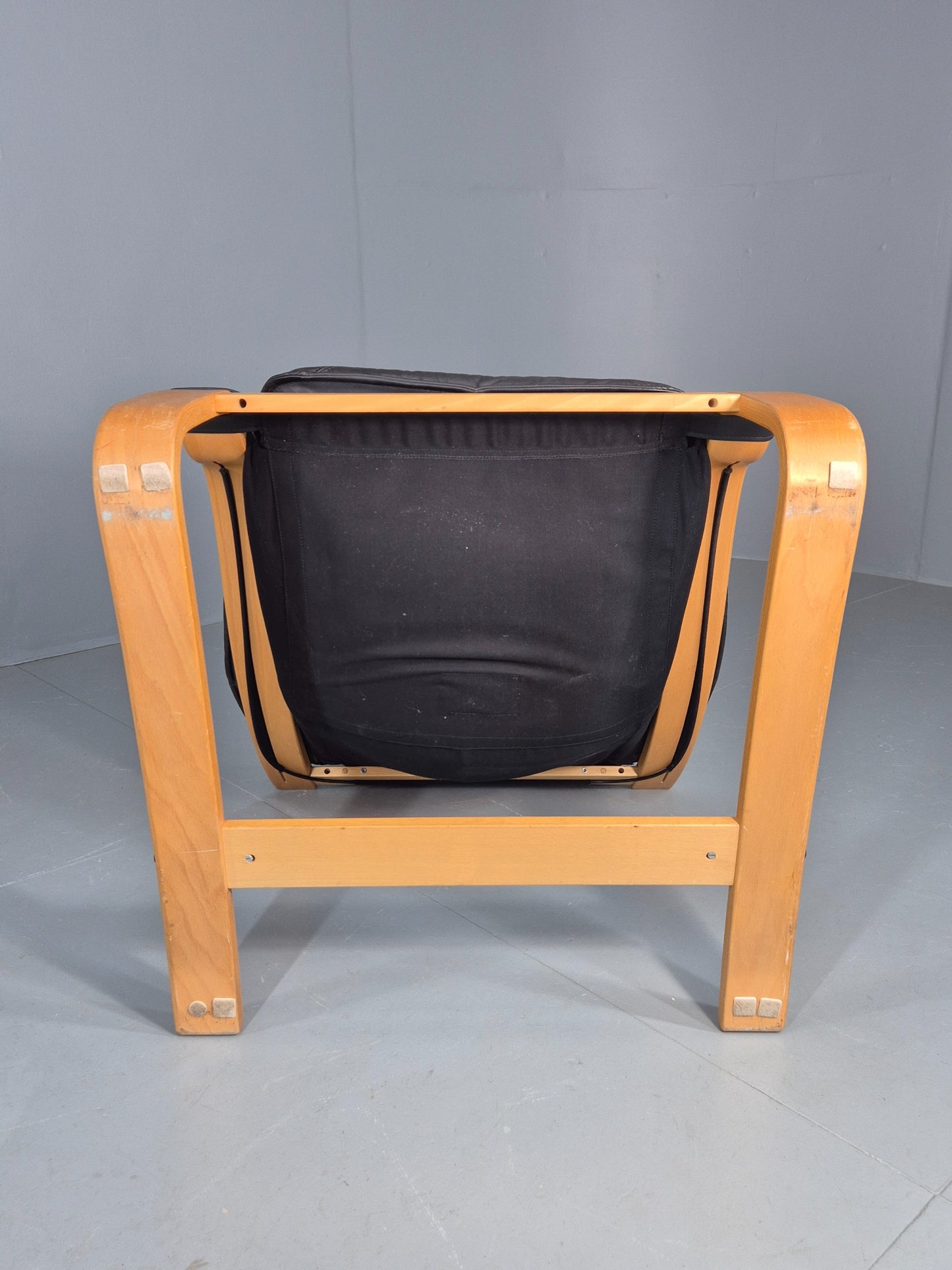 Vintage 1970s Leather Lounge Chair Bentwood Frame Danish Retro MCM EB08277