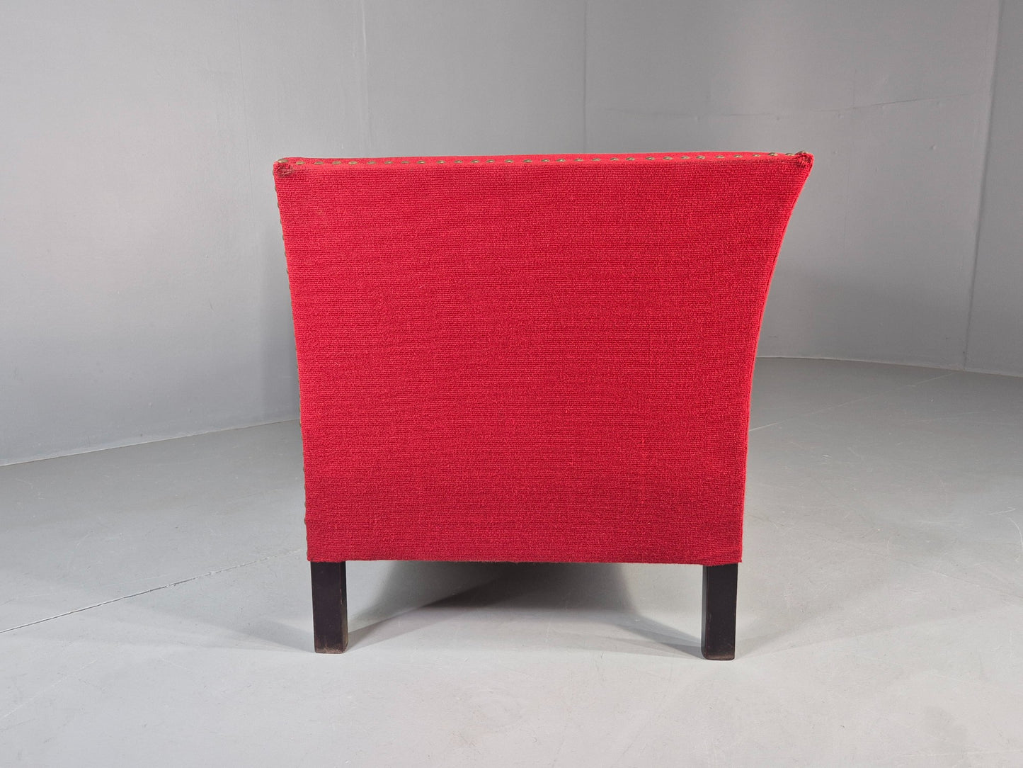 Vintage Danish 2 Seat Sofa Red Stripe Wool 1950s Retro Mid Century EB12735