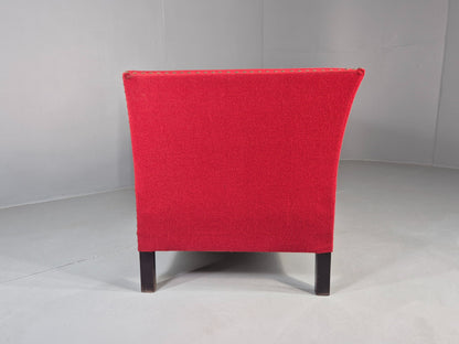 Vintage Danish 2 Seat Sofa Red Stripe Wool 1950s Retro Mid Century EB12735