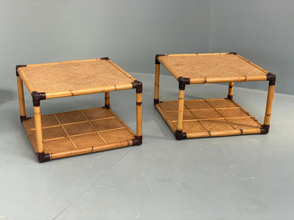 Vintage Bamboo Coffee Tables By Smania Studio Italian 1980s Pair Retro EB12512