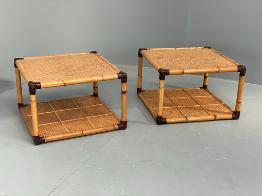 Vintage Bamboo Coffee Tables By Smania Studio Italian 1980s Pair Retro EB12512