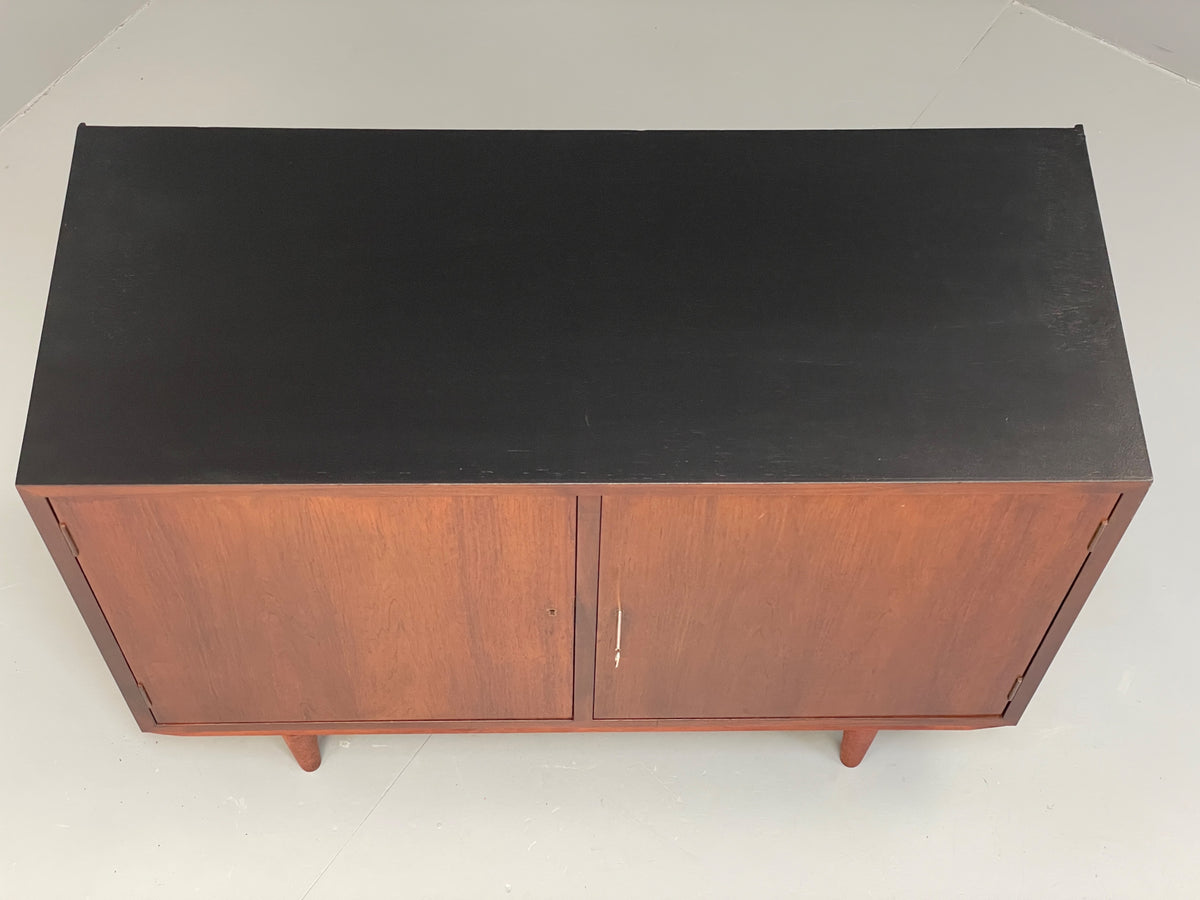 Vintage 1960s Sideboard Cabinet Danish Mid Century Darkwood Shelving EB12923