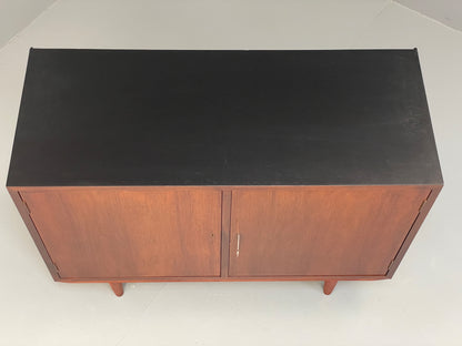 Vintage 1960s Sideboard Cabinet Danish Mid Century Darkwood Shelving EB12923