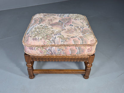 Vintage Ercol Cloisters Range Footstool Floral Cotton Upholstery EB12918