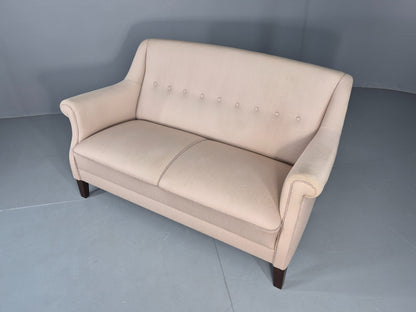 Vintage Danish 2 Seater Sofa Cottage Style Cotton Upholstery 1950s Retro EB12745