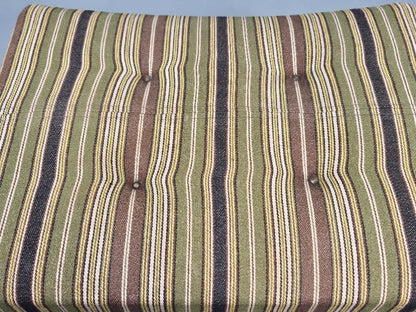 Vintage Mid Century Footstool Danish Design Wool Stripe Retro 1960s EB12099