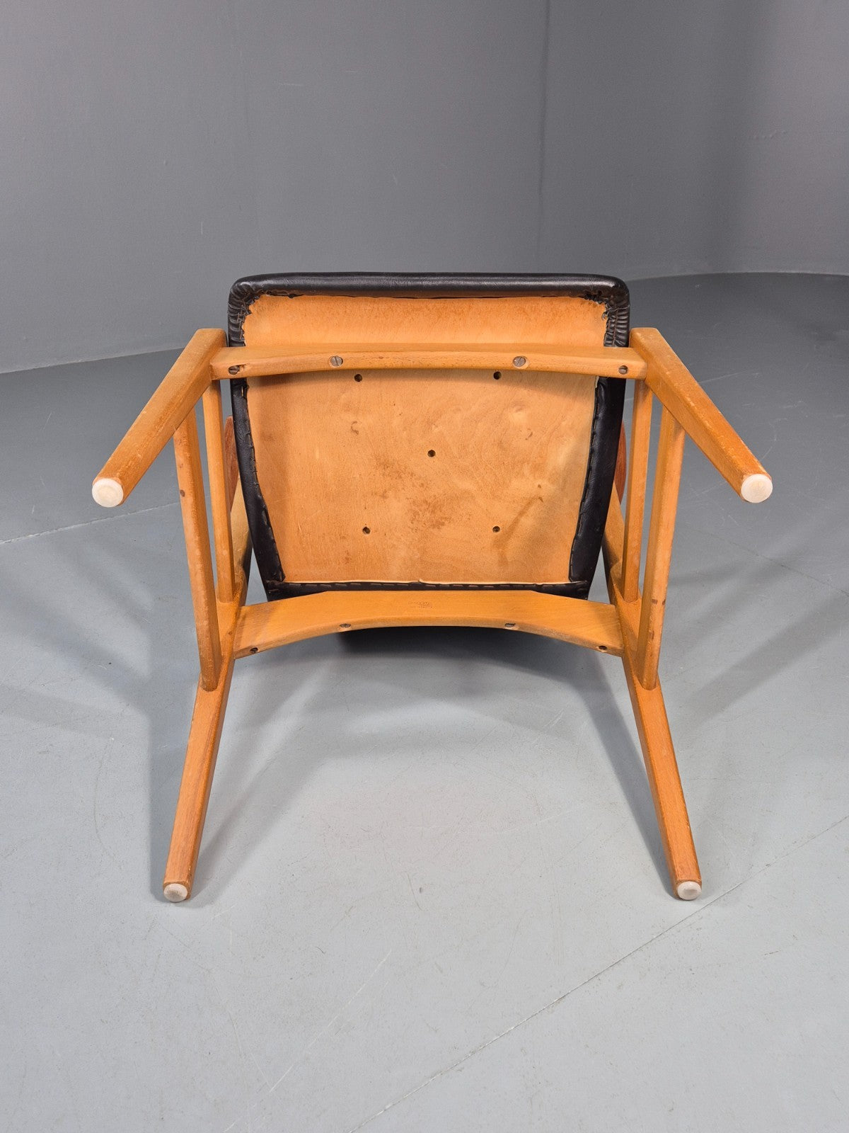 MIdCentury Desk Chair Sweden Teak Beech Vinyl 1960s Retro Svegards EB11071 MDIN