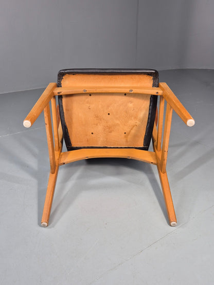 MIdCentury Desk Chair Sweden Teak Beech Vinyl 1960s Retro Svegards EB11071 MDIN