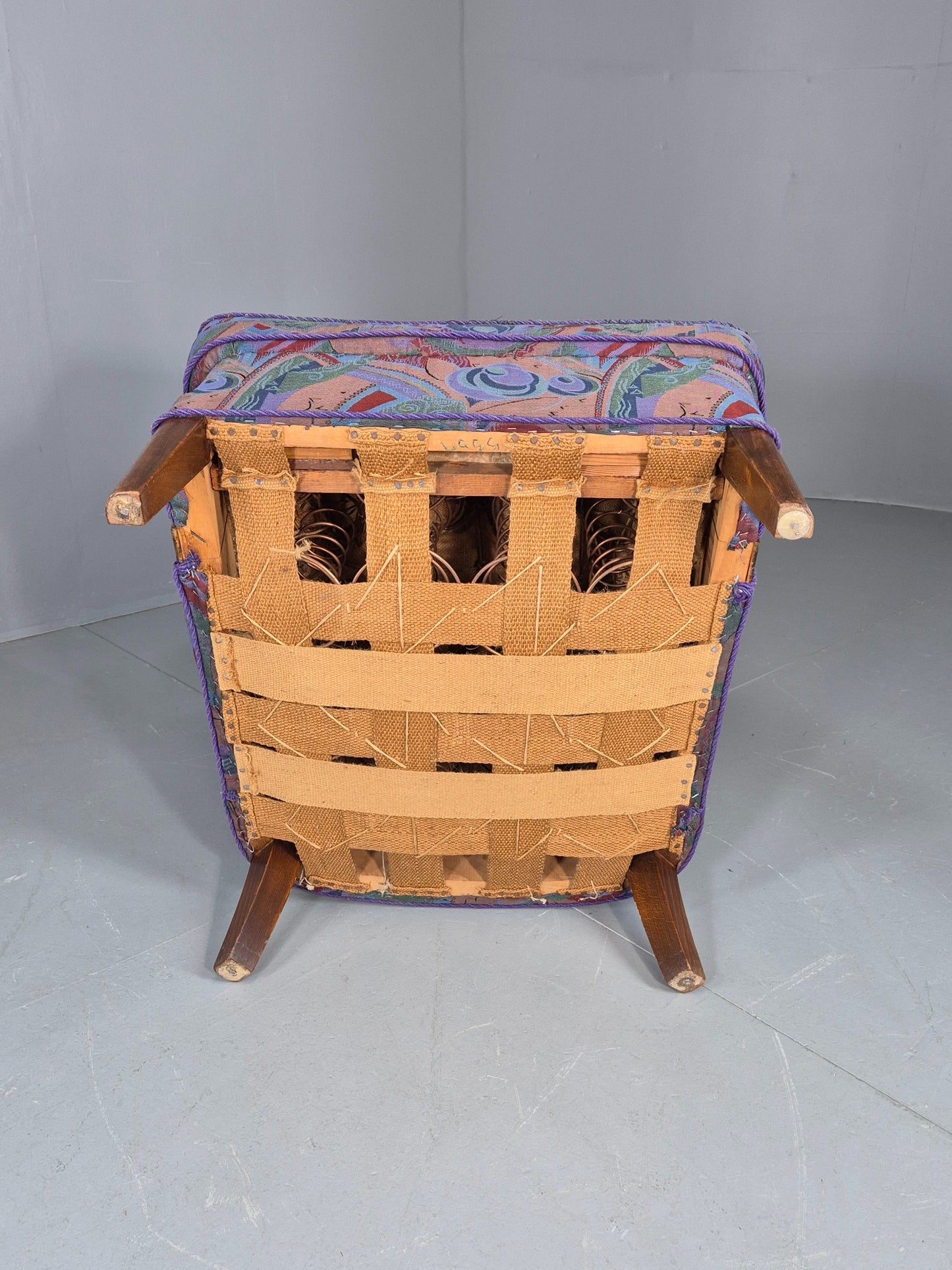 Vintage Danish Art Deco Armchair with 1980s Purple Makeover Retro MCM EB12763