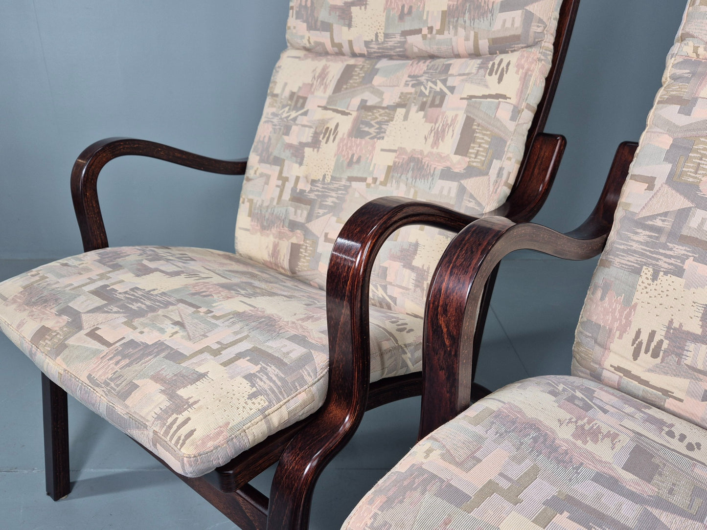 Vintage Danish Bentwood Lounge Chairs 1980s Stouby Retro MCM EB12130