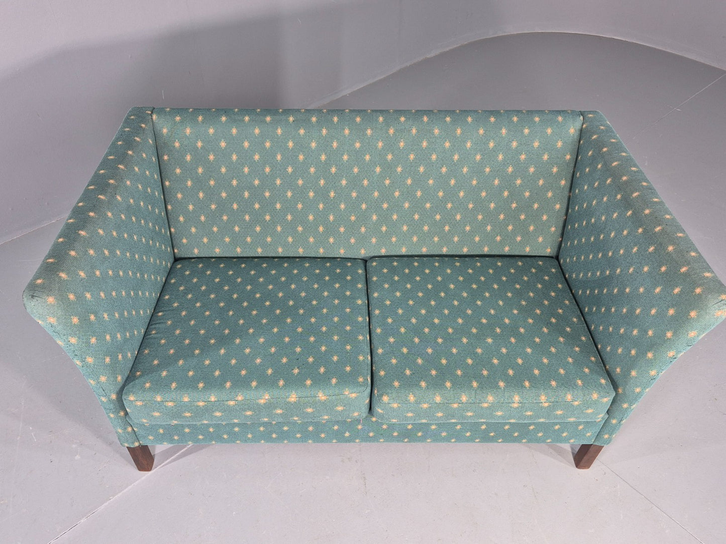 Vintage Danish Mid Century 2 Seater Sofa 1980s Retro Green EB12539