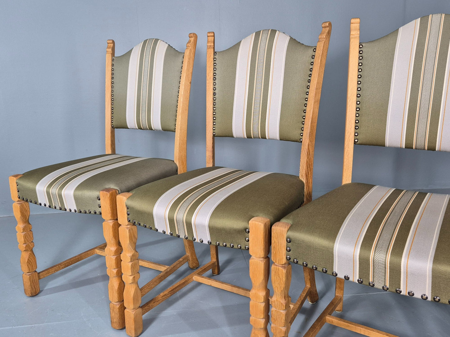 4 Vintage Henning Kjaernulf Dining Chairs Oak Frame 1970s Retro  EB12127