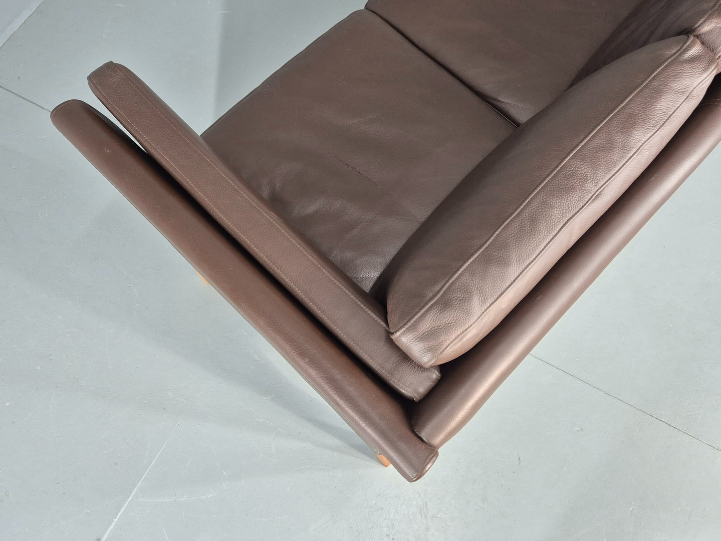 Vintage 3 Seater Sofa Danish Brown Leather Mid Century Skippers Retro EB10493