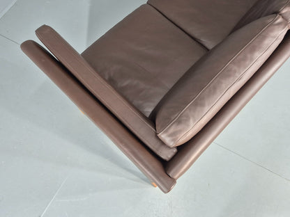 Vintage 3 Seater Sofa Danish Brown Leather Mid Century Skippers Retro EB10493