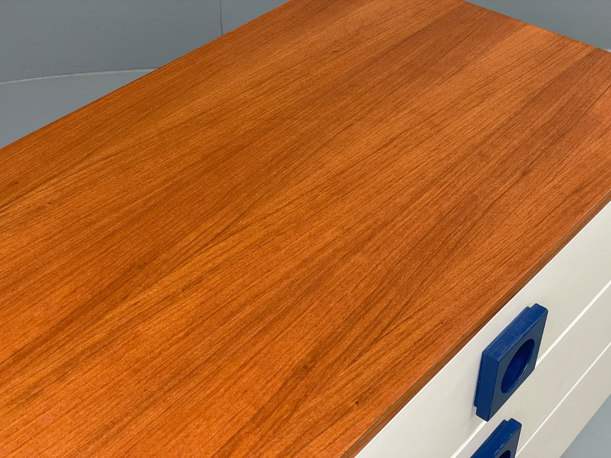 Vintage Chest Of Drawers By Uniflex Teak Retro 1960s Mid Century White EB12962