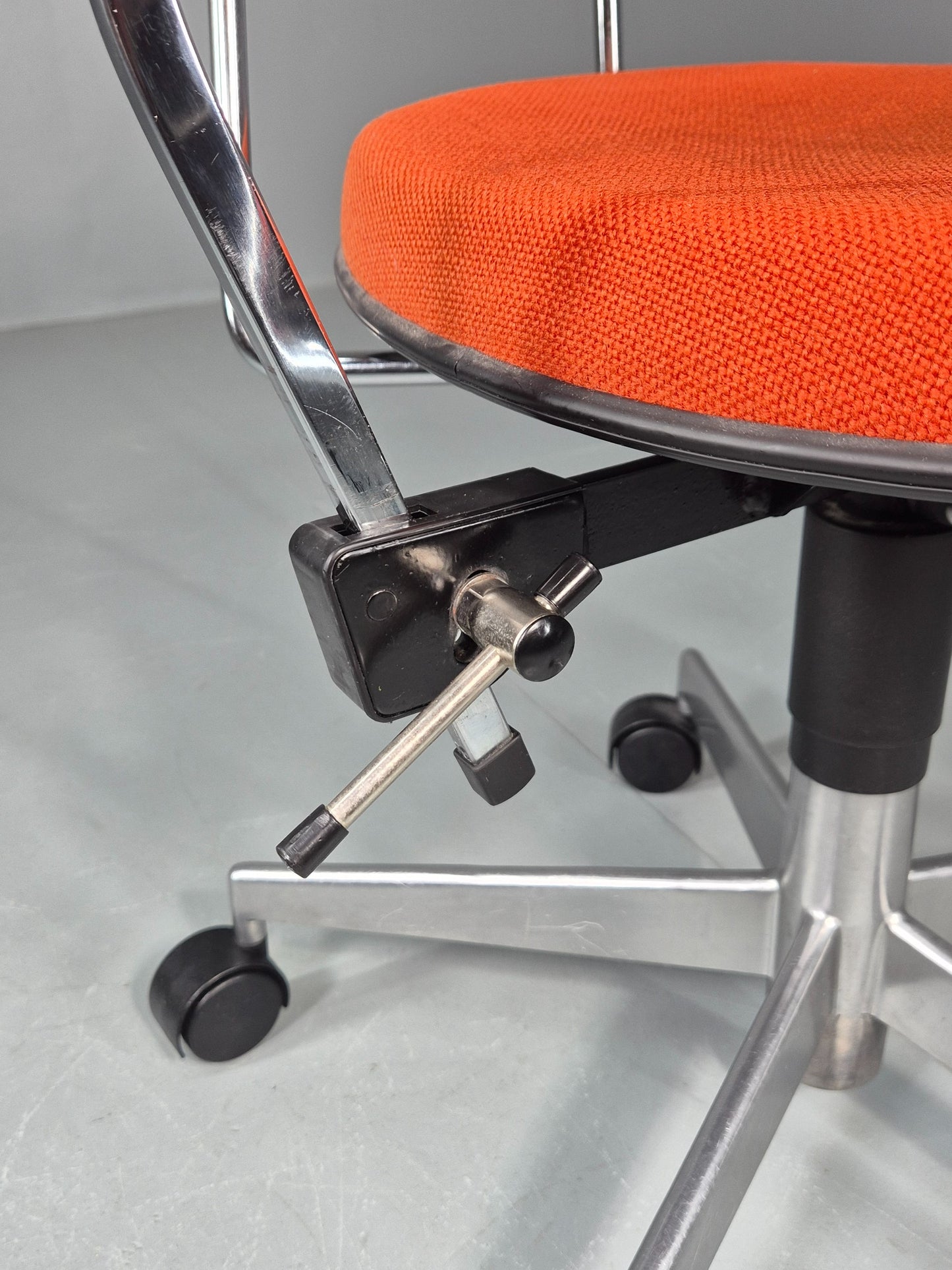 Vintage 1970s Office Chair Danish Labofa Orange wool Retro EB12128