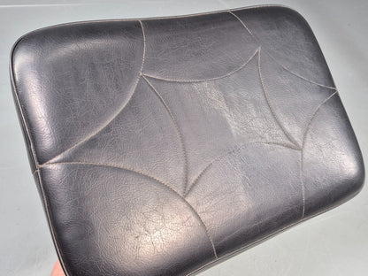 Vintage Mid Century Footstool Danish Black Vinyl Teak Legs 1960s Retro EB12012