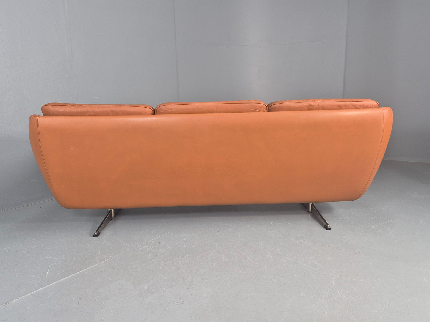Vintage 3 Seater Sofa Tan Leather Danish 1960s Edmund Jorgensen Design EB12226