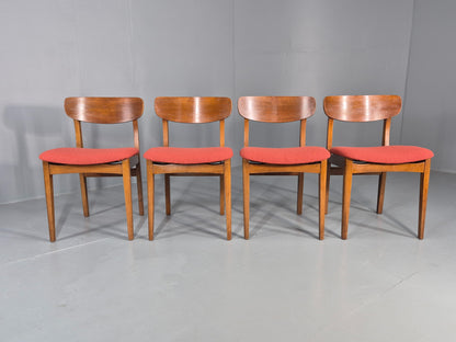 4 Vintage 1960s Dining Chairs, Beech and Teak Frames With New Upholstery EB11889