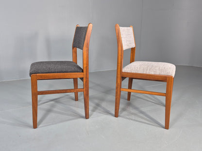 6 Vintage Mid Century Dining Chairs Teak Frame Two Tone Coverings 1970s  EB12035