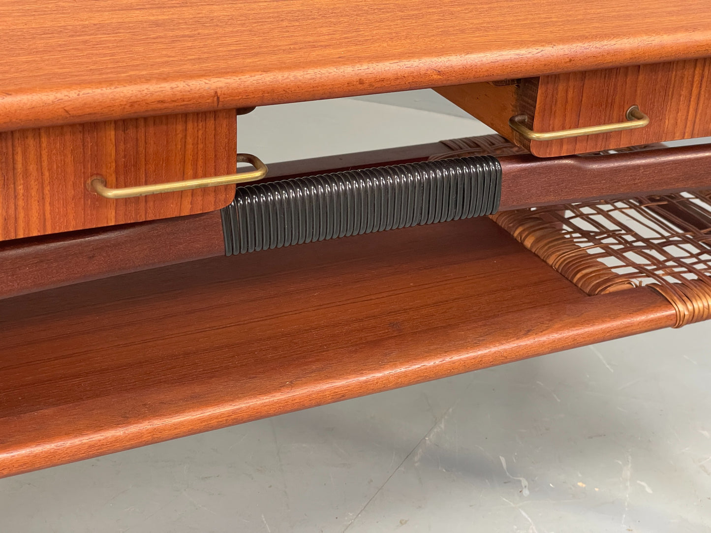 Vintage Teak Coffee Table Danish Mid Century 1960s Drawer Cane EB12356