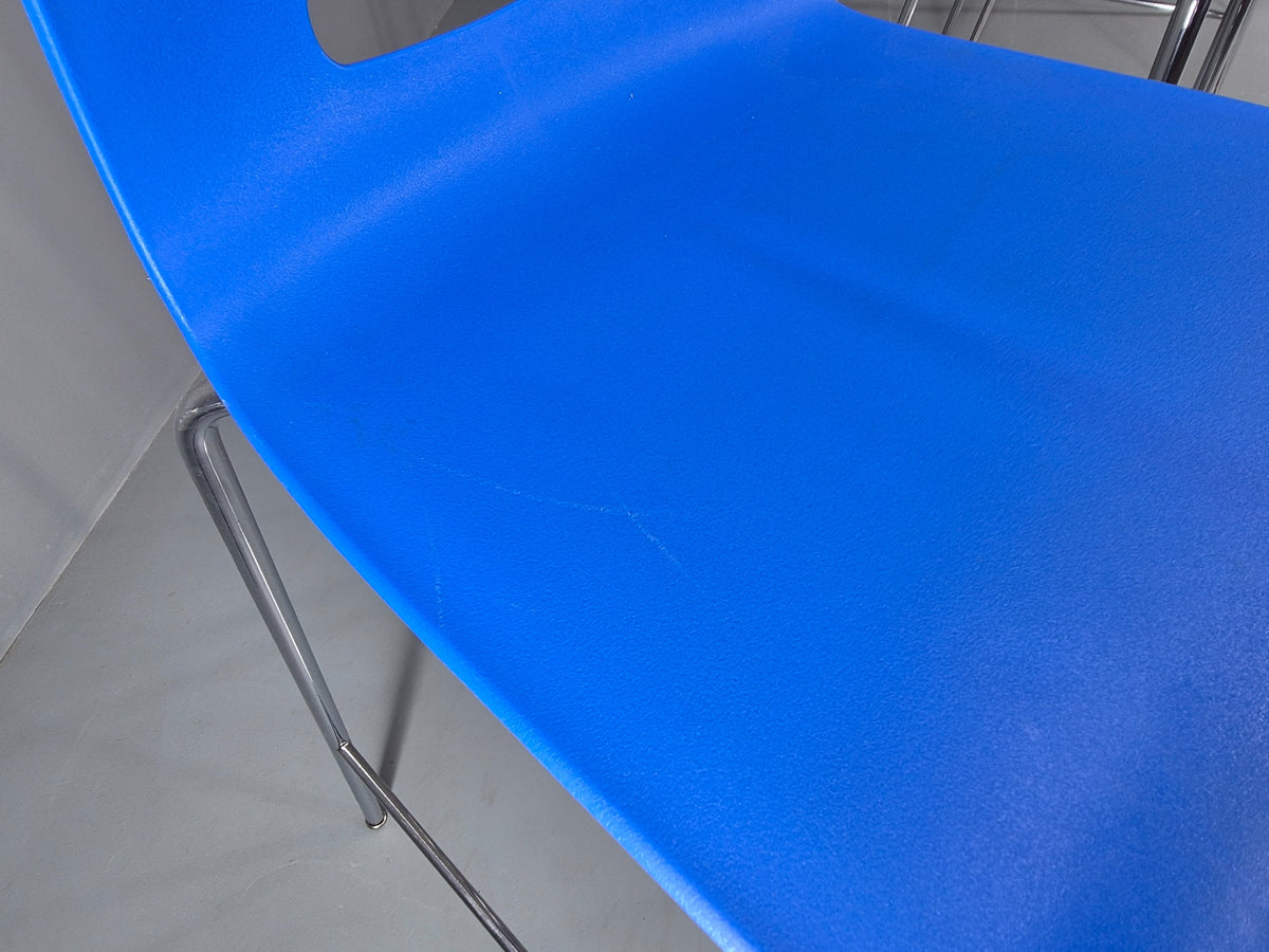 4 Bar Stools Modern Design Allermuir Casper Blue Chromed Steel Frame EB12999