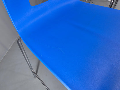 4 Bar Stools Modern Design Allermuir Casper Blue Chromed Steel Frame EB12999