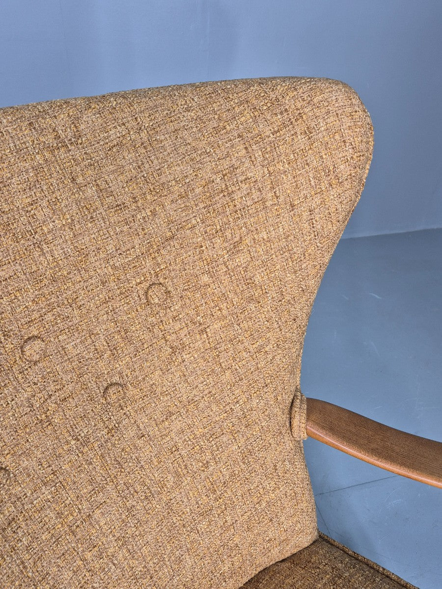 Vintage Mid Century Armchair Slagelse Mobelvaerk 1950s Newly Upholstered EB12790