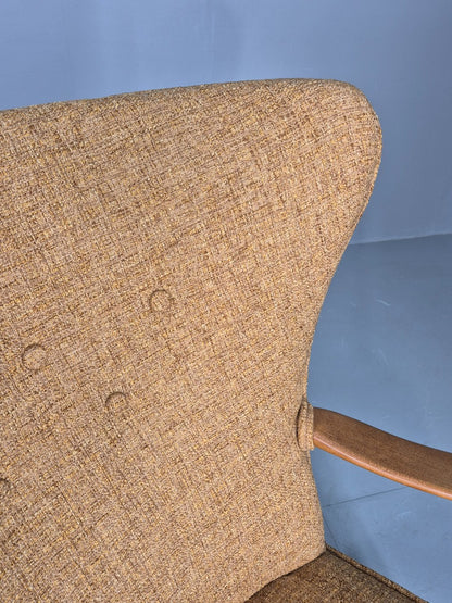 Vintage Mid Century Armchair Slagelse Mobelvaerk 1950s Newly Upholstered EB12790