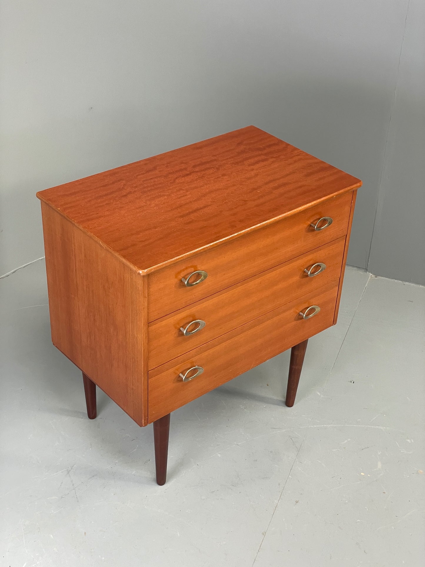 Vintage 1970s Bedside Cabinet Chest Of Drawers Cherry Wood Retro EB12296