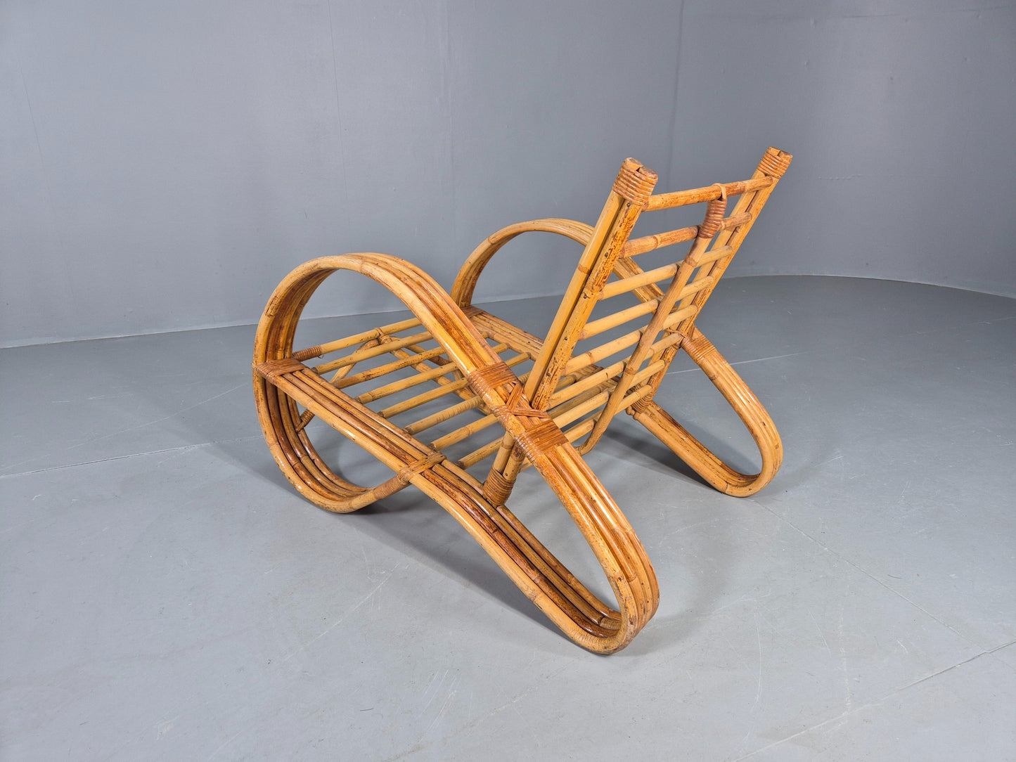 Vintage Bent Bamboo and Rattan Lounge Chair Rohe Noordwolde MCM Retro Eb12591