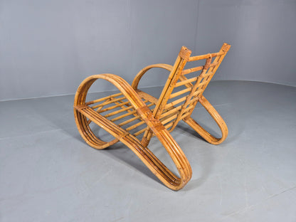 Vintage Bent Bamboo and Rattan Lounge Chair Rohe Noordwolde MCM Retro Eb12591