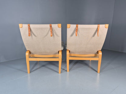 2 Pernilla Lounge Chairs Sweden Vintage Bruno Mathsson Blue Grey EB11336