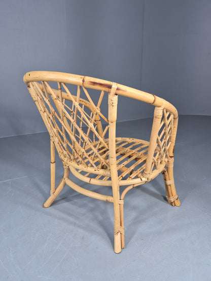 Vintage Bent Bamboose and Rattan Lounge Chair 1980s Retro Eb12649