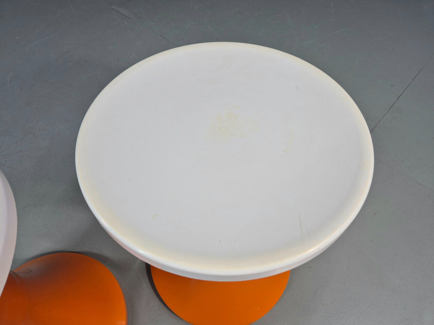 2 Vintage Orange and White Tam Tam Stools Retro 1960s Pop Art EB12253
