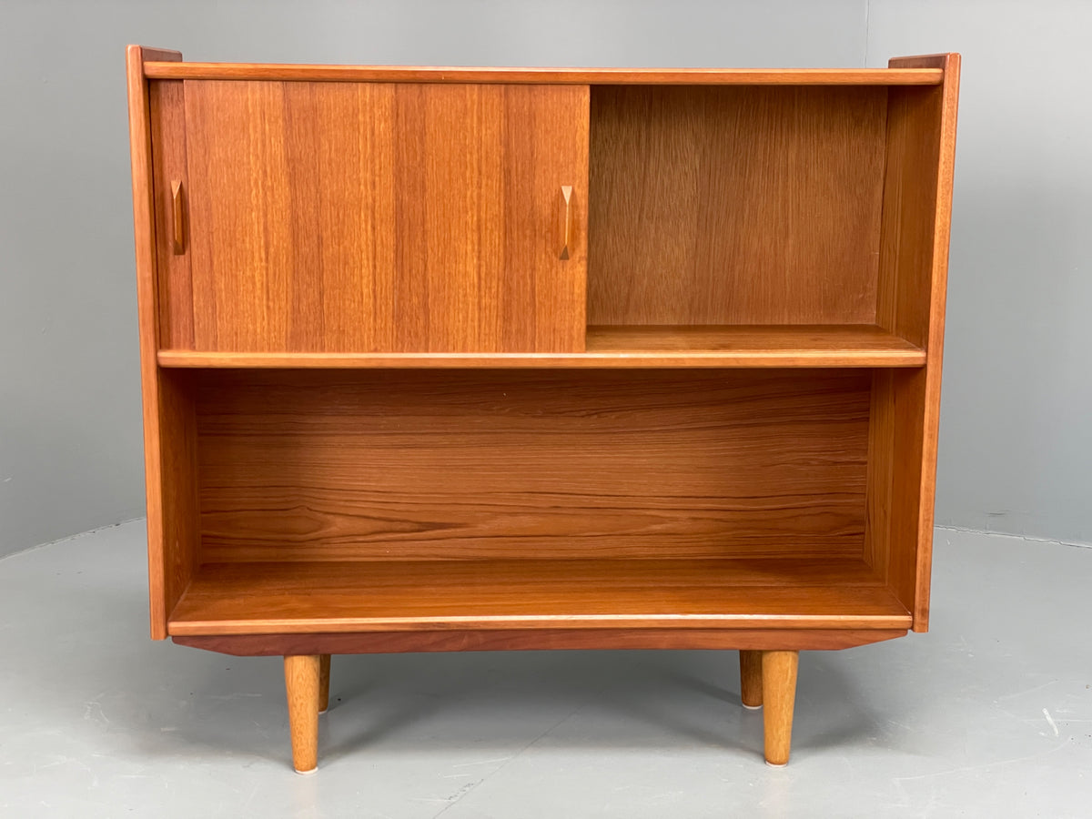 Vintage Teak Bookcase 1970s Retro Sliding Doors Gibbs Furniture Shelving EB13153