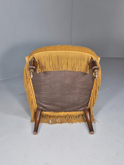 Vintage Gold Velour Danish Armchair 1920s Tassels High Back EB9635 VCLO