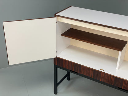 Vintage Cabinet White Formica Darkwood Retro 1960s Shelving Mid Century EB12517